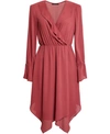 BCBGMAXAZRIA RUFFLED HANDKERCHIEF-HEM DRESS