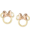 Disney Children's Minnie Mouse Silhouette Stud Earrings In 14k Gold & Rose Gold In Gold