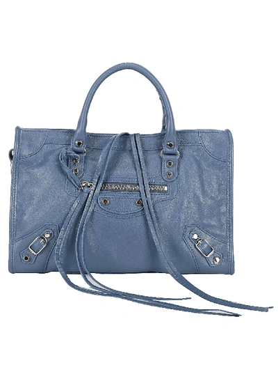 Balenciaga Medium Classic City Leather Satchel In Blue
