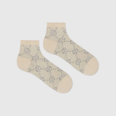 Gucci Gg Lamé Socks In White