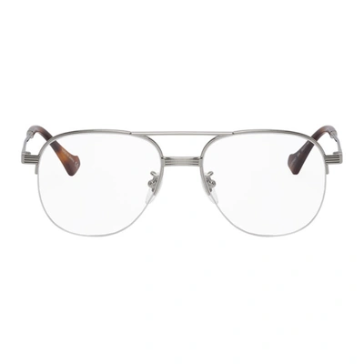 Gucci 银色飞行员眼镜 In 004 Silver