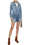 Frame Le Grand Garcon Distressed Denim Shorts In Dark Denim