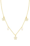 Lily Nily Flower & Pearl Charm Necklace In Gold