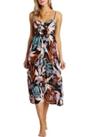 Billabong Juniors' Twist It Printed Midi Dress In Off Black