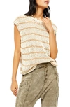 Free People Wave After Wave Crochet Tank In Morning Sand Combo