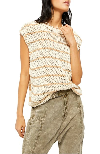 Free People Wave After Wave Crochet Tank In Morning Sand Combo