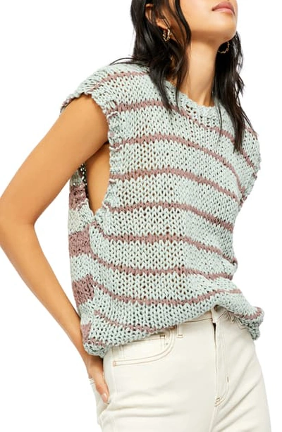 Free People Wave After Wave Crochet Tank In Shallow Seas Combo