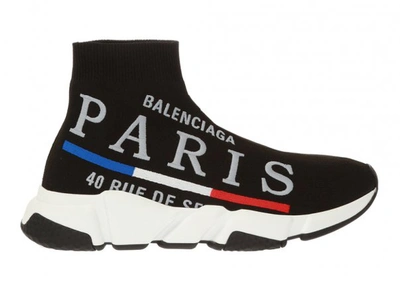 Pre-owned Balenciaga Speed Trainer Paris (w) In Black | ModeSens