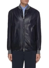 BRUNELLO CUCINELLI REVERSIBLE ZIP FRONT NAPPA LEATHER BOMBER JACKET