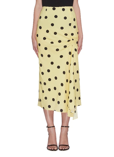 De La Vali Caroline' Polka Dot Flared Satin Midi Skirt In Multi-colour