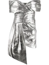 Alexandre Vauthier Off-the-shoulder Gathered Lamé Mini Dress In Silver