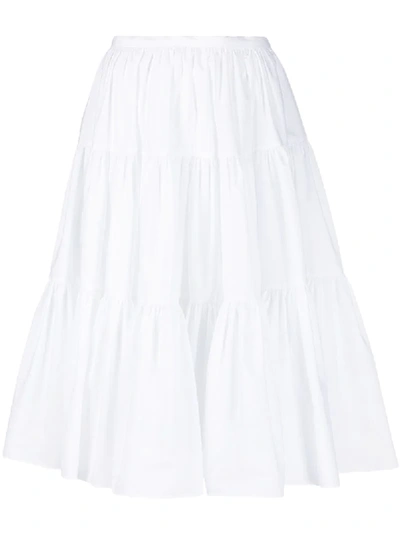 Valentino Tiered Midi Skirt In White