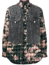 VERSACE TARTAN MOTIF DENIM SHIRT