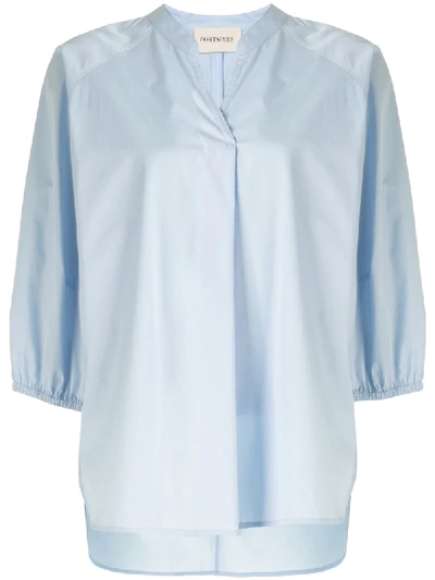 Portspure Drawstring-waist Tunic Shirt In Blue