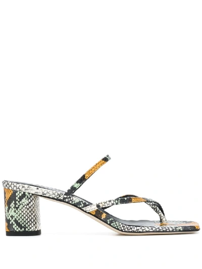 Aeyde Larissa 65mm Snakeskin-effect Sandals In Grey