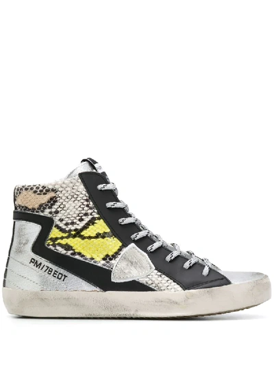 Philippe Model Paris Snakeskin-effect High-top Sneakers In Grey