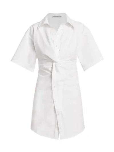 Alexander Wang T Alexanderwang.t Crisp Cotton Poplin Mini Shirtdress In White