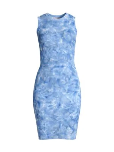 Michael Michael Kors Tie-dye Midi Tank Dress In Crew Blue