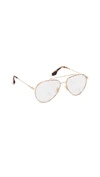 VICTORIA BECKHAM HAVANA RIMMED AVIATOR GLASSES