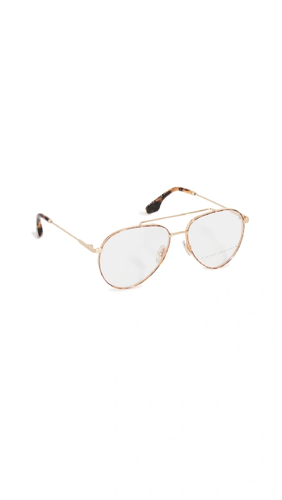 Victoria Beckham Havana Rimmed Aviator Glasses