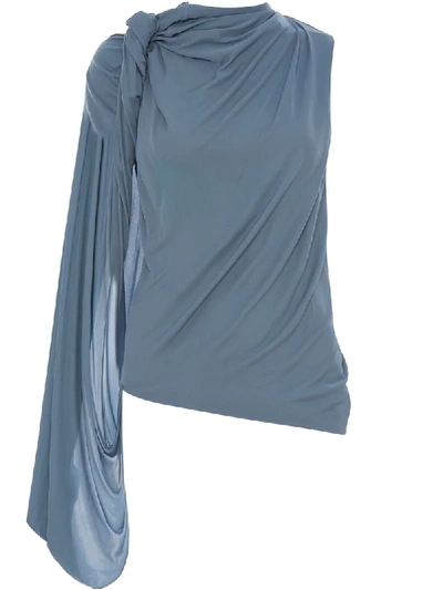 Jw Anderson One-sleeve Draped Crepe Top In Blue