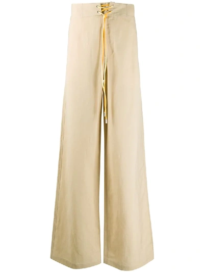 Lanvin Wide-leg High-waisted Trousers In Neutrals