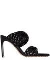 Bottega Veneta Leather Intreccio Open Top Mules 8cm In Black