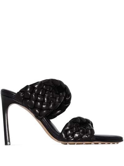 Bottega Veneta The Curve 95 Lambskin Mules With Twisted Intrecciato Straps In Black