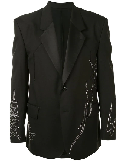 Sankuanz Crystal Logo Suit Jacket In Black