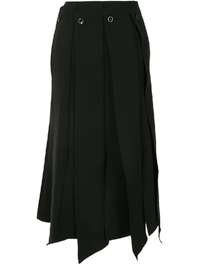 Akira Naka Pleated Midi Skirt In Black