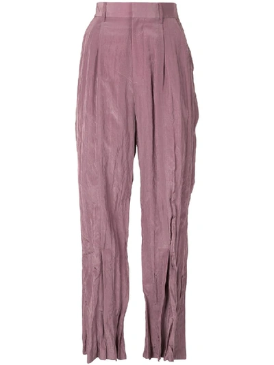 Akira Naka Crinkled High-waisted Trousers In Purple