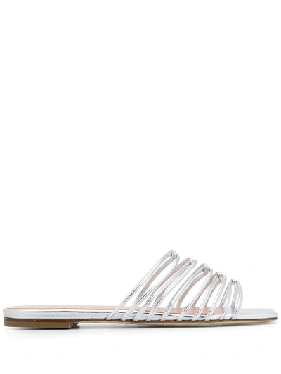 Aeyde Women's Natasha Metallic Leather Sandals In Grey