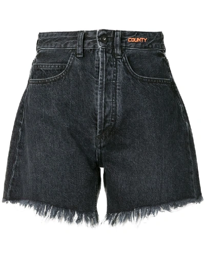 Marcelo Burlon County Of Milan High Waist Denim Shorts In Grey