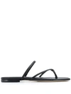 Aeyde 10mm Marina Leather Flat Sandals In Black