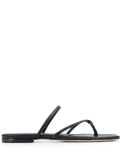 Aeyde 10mm Marina Leather Flat Sandals In Black