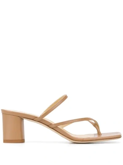 Aeyde Larissa 55mm Square Toe Sandals In Tan
