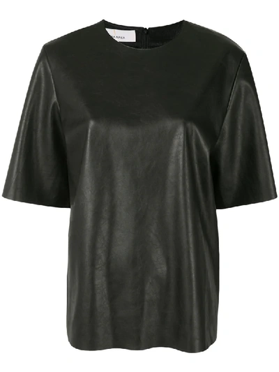 Akira Naka Boxy-fit Leather T-shirt In Black