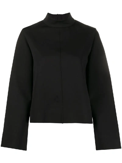 The Row Long Sleeve Zip-up Top In Black