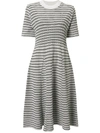 AKIRA NAKA STRIPED FLARED DRESS