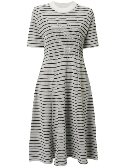 Akira Naka Striped Flared Dress In Grey