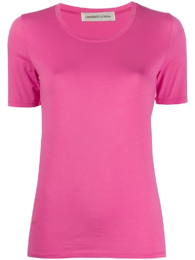 Lamberto Losani Plain Basic T-shirt In Pink