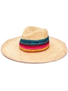 Paul Smith Straw Hat With Multicolour Stripes In Neutrals