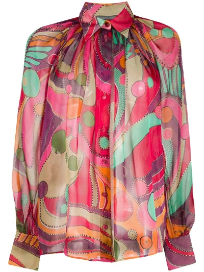 Alberta Ferretti Abstract Print Shirt In Pink