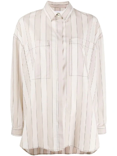 Sunnei Oversize Cotton & Lyocell Shirt In Beige