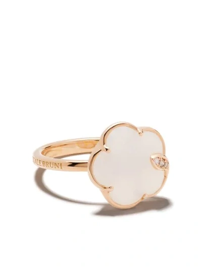 Pasquale Bruni Petit Joli 18k Rose Gold, White Agate, & Diamond Flower Ring In White/rose Gold