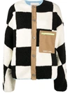 Sandy Liang Oversized Pawn Checker Fleece Jacket In Black