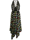 RABANNE SEQUIN PANEL POLKA DOT DRESS