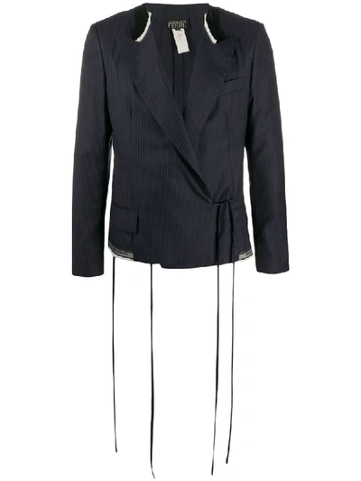 Pre-owned Gianfranco Ferre 2000s  Pinstriped Blazer In Blue
