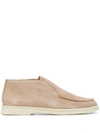 Loro Piana 10mm Polacchino Suede Loafers In Beige