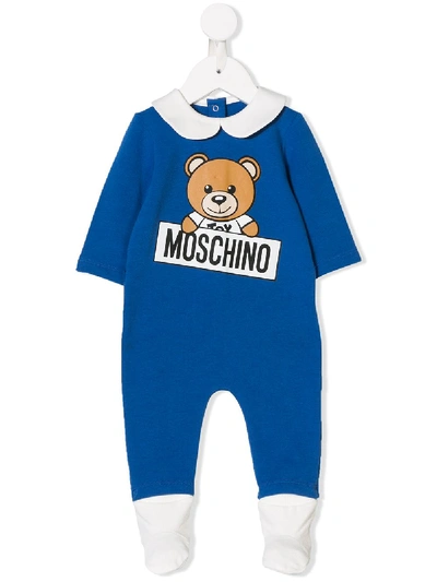 Moschino Babies' Teddy Bear Print Pyjama In Blue